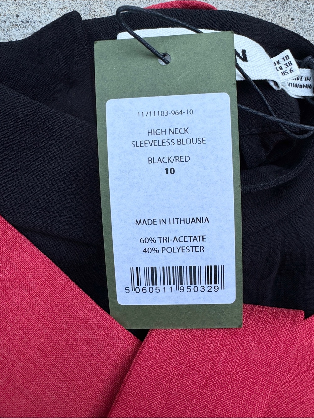 Cefinn High Neck Sleeveless Blouse Black Coral Tie Neck Nwt - 6 — image 7 of 7
